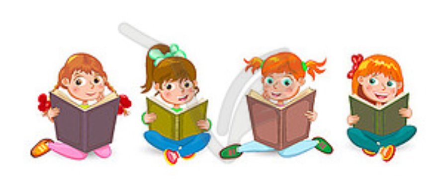 Маленькие дети читают интересные книги - векторный рисунок